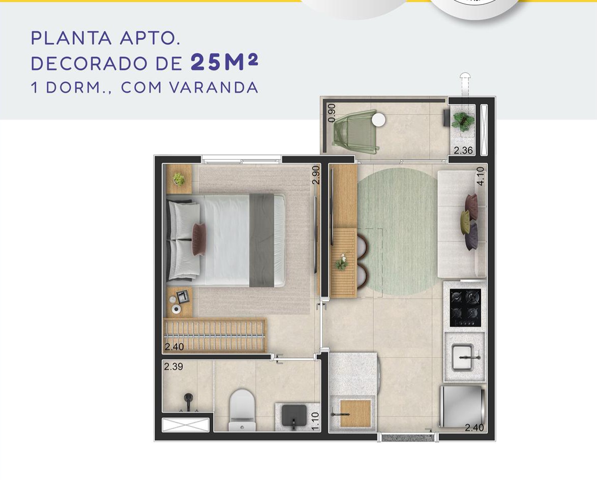 ELEV IPIRANGA 1 DORMITORIO 25M² ELEV IPIRANGA 1 DORMITORIO 25M²